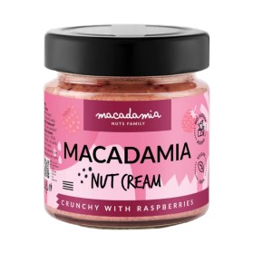 Makadamijų riešutų kremas su avietėmis lietuviška kokybė gurru.lt